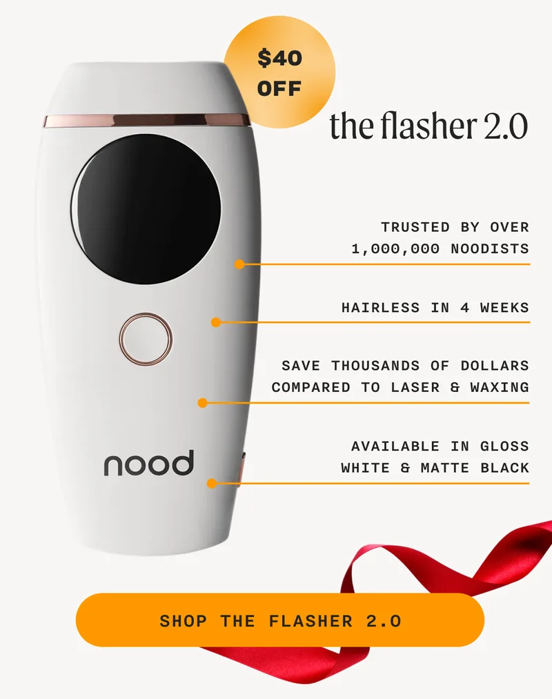 The Flasher 2.0 ($40 OFF): Trusted by over 1,000,000 Noodists - Hairless in 4 weeks - Save thousands of dollars compared to laser & waxing - Available in gloss white & matte black - SHOP THE FLASHER 2.0