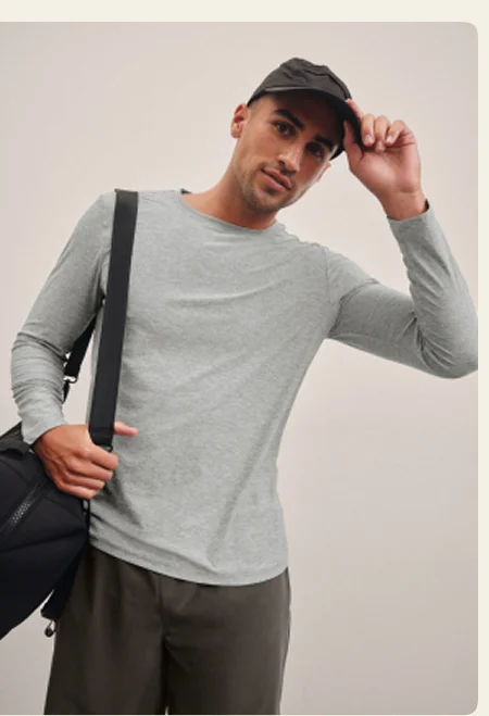 Always Beyond Men's Long Sleeve Crew 2.0 in Silver Mist