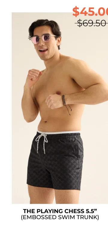 Embossed Swim Trunk: The Playing Chess 5.5"