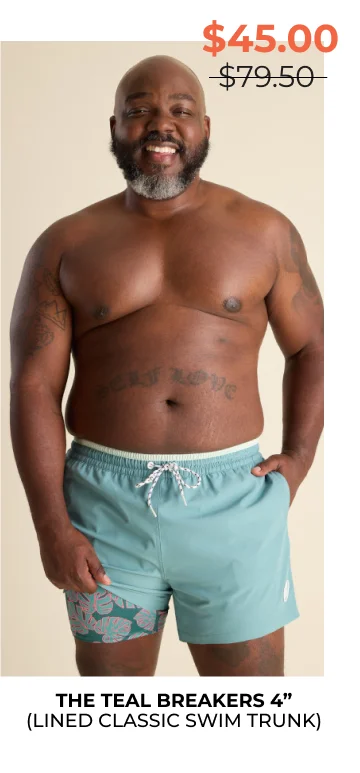 Lined Classic Swim Trunk: The Teal Breakers 4"