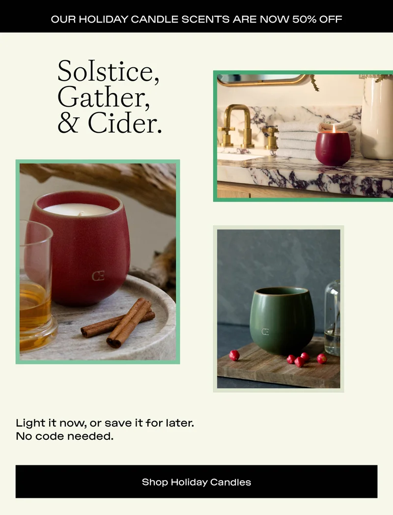 50% Off Holiday Candles!