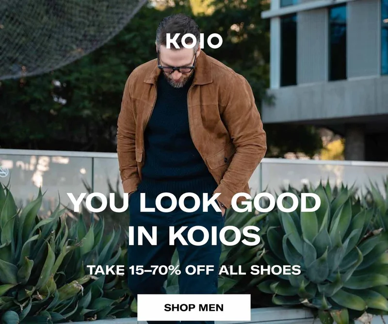 KOIO You Look Good In Koios Take 15–70% Off All Shoes Shop Men Shop Women @gentslounge in the Portofino in Triple White