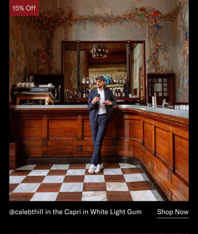 @calebthill in the Capri in White Light Gum. Shop Now