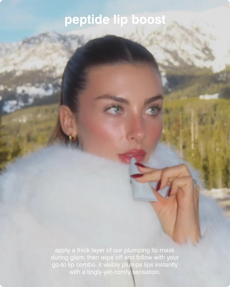 peptide lip boost: apply a thick layer of our plumping lip mask during glam. then wipe off and follow with your go-to lip combo. it visibly plumps lips instantly with a tingly-yet-comfy sensation.
