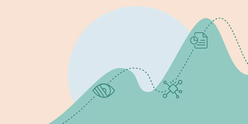 A graph with email trend icons on it.