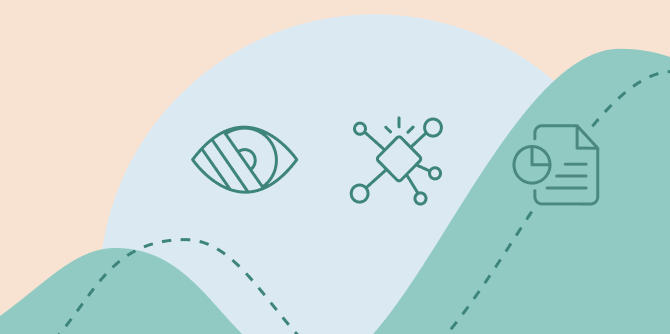 A graph with email trend icons on it.