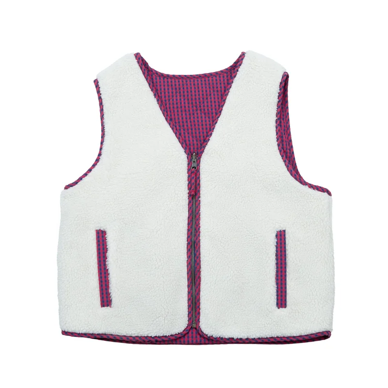 Image of Patchwork Bear Reversible Sherpa Vest