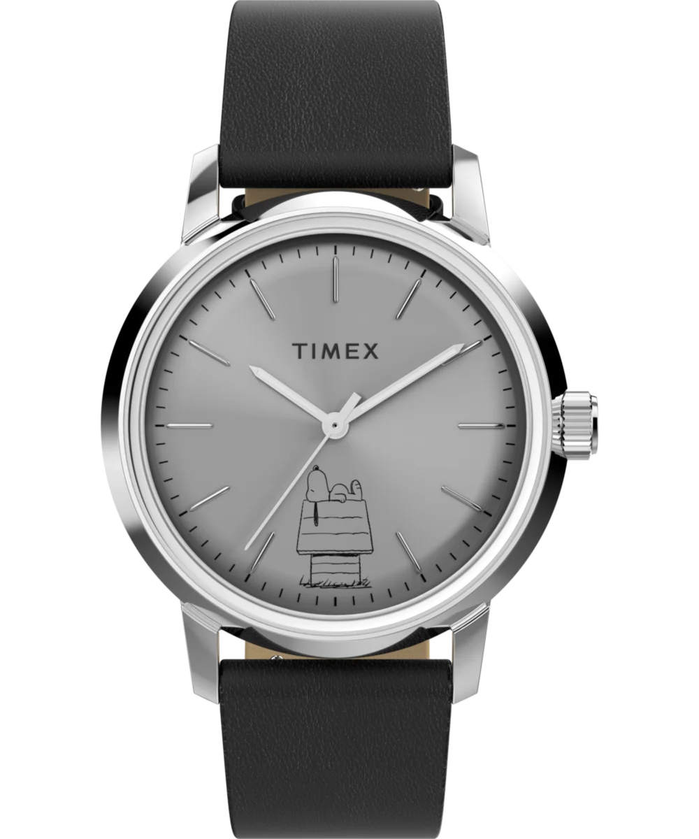 Image of Timex x Peanuts® Marlin® Automatic 75th Anniversary Edition 40mm Leather Strap Watch