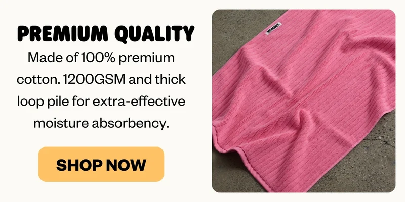 PREMIUM QUALITY: Made of 100% premium cotton. 1200GSM and thick loop pile for extra-effective moisture absorbency.