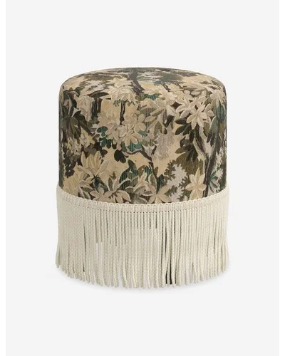 Alair Round Ottoman - Jade Tapestry