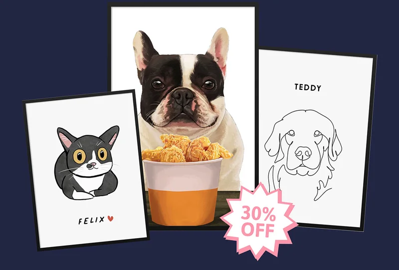 30% off one pet portraits