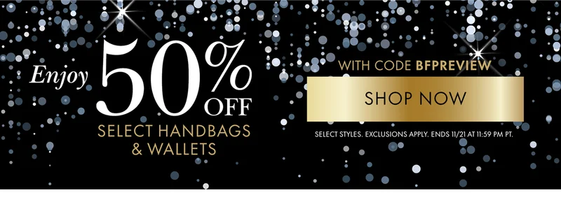 Enjoy 50% off select handbags & wallets WITH CODE discount code