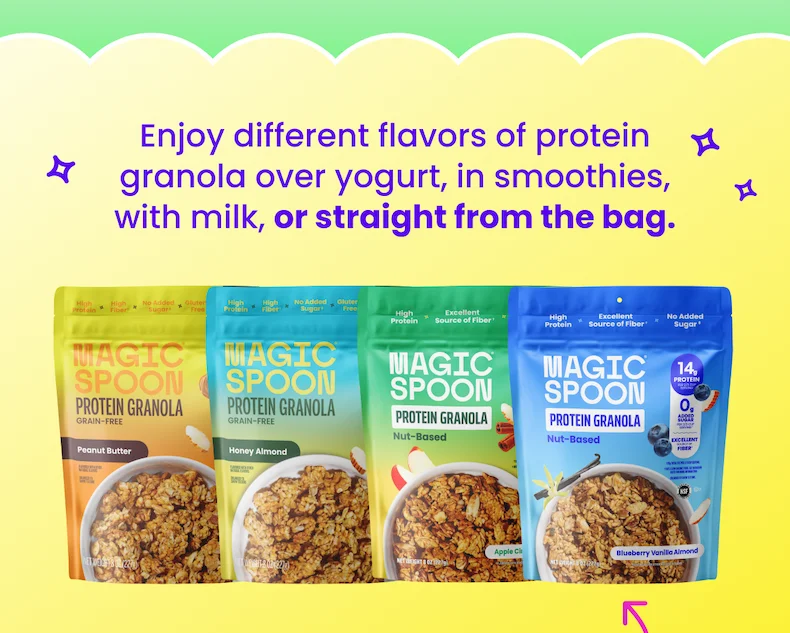 Enjoy different flavors of protein granola
