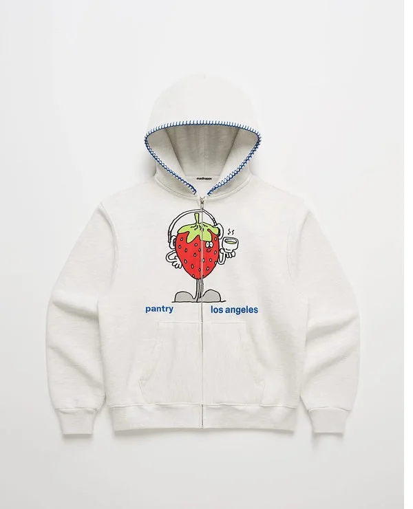 Pantry Strawberry Fleece Zip Up - Ash