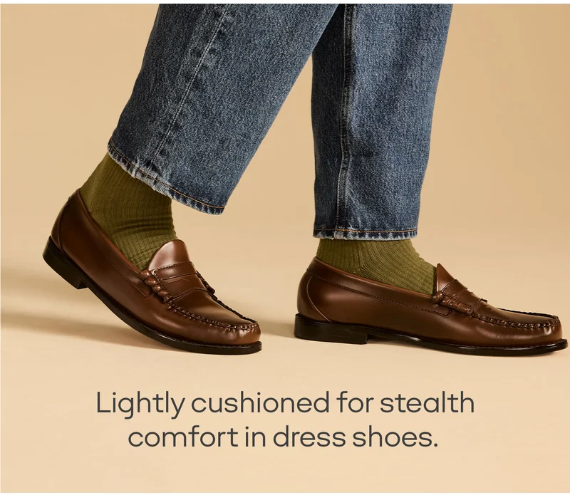 Lightly cushioned for stealth comfort in dress shoes.