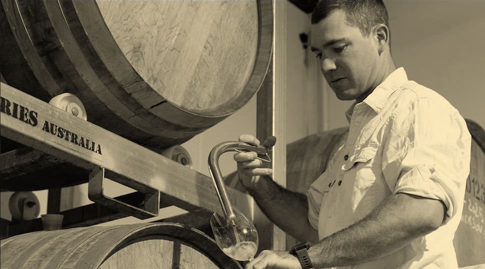 Lucas Blanck testing his wine ferments