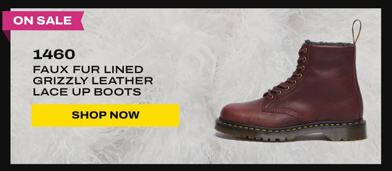 1460 Faux Fur Lined Grizzly Leather Lace Up Boots