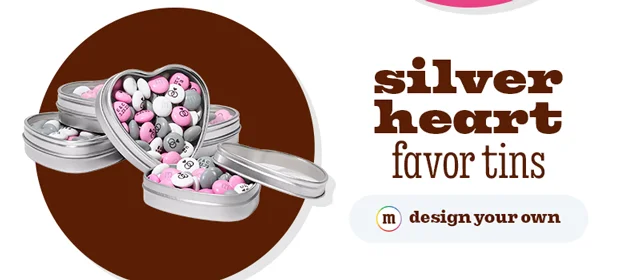 SILVER HEART FAVOR TINS