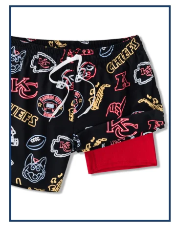 NFL Lined Classic Swim Trunk: The Neon Chiefs 5.5"