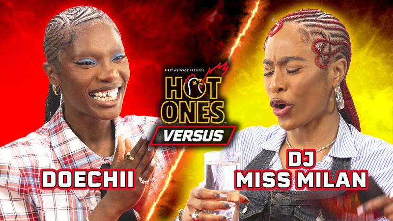 Doechii and DJ Miss Milan on Hot Ones Versus.