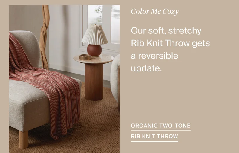 Shop our New Organic Two-Tone Rib Knit Throw