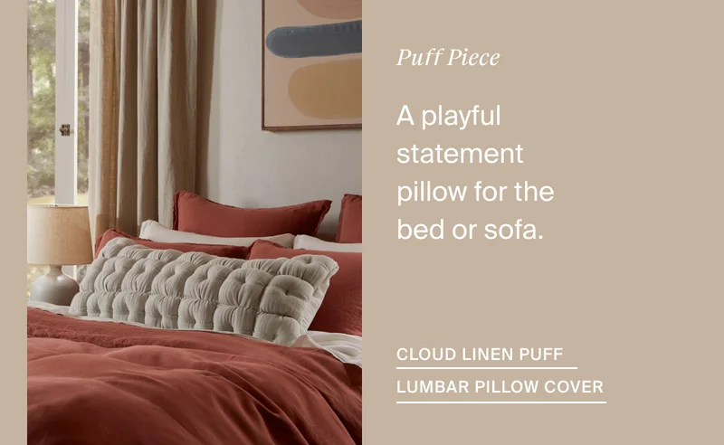 Shop Cloud Linen Puff Lumbar Pillow Cover
