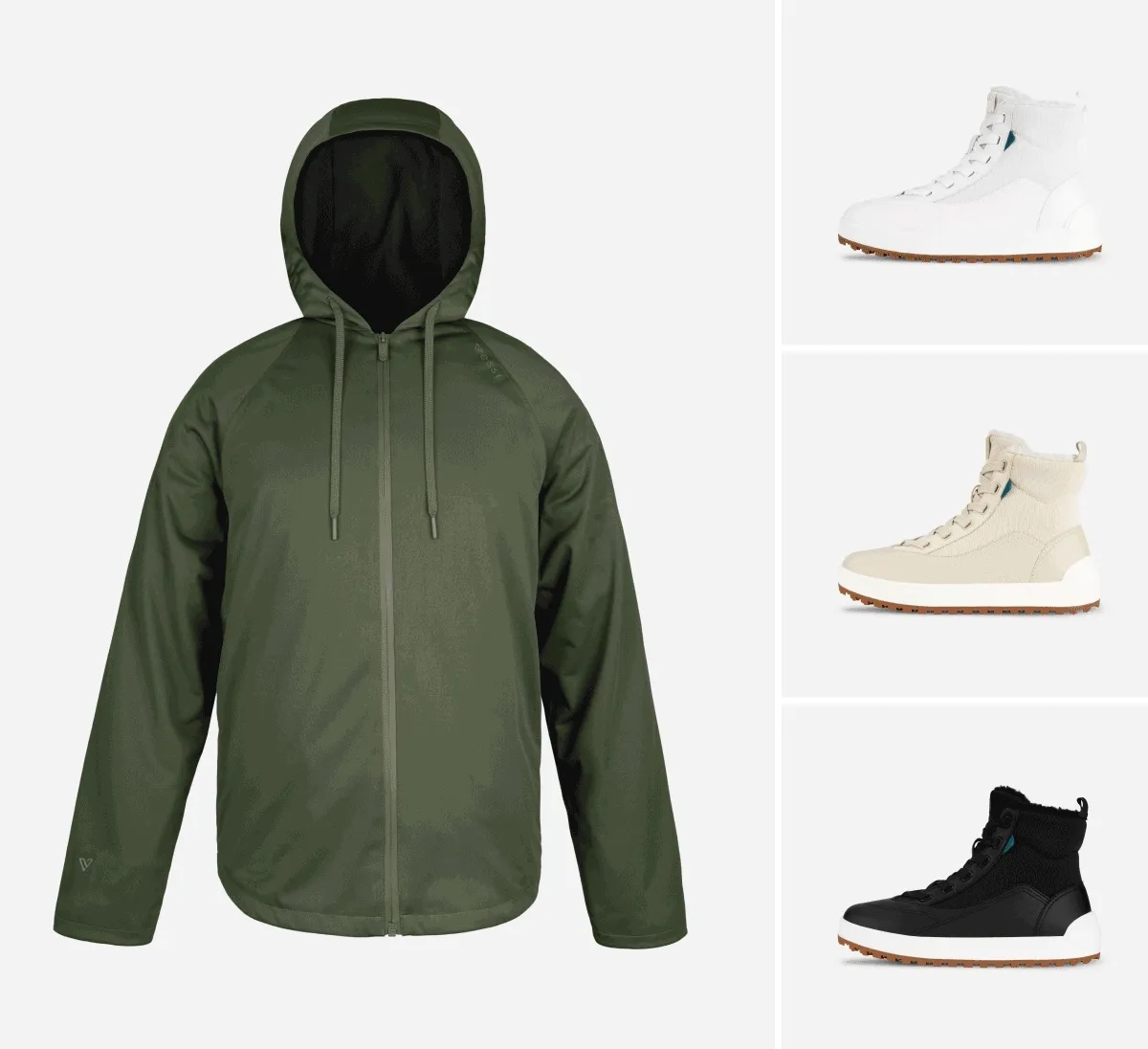 Gif of the Overcast Jacket and Alta High Tops.