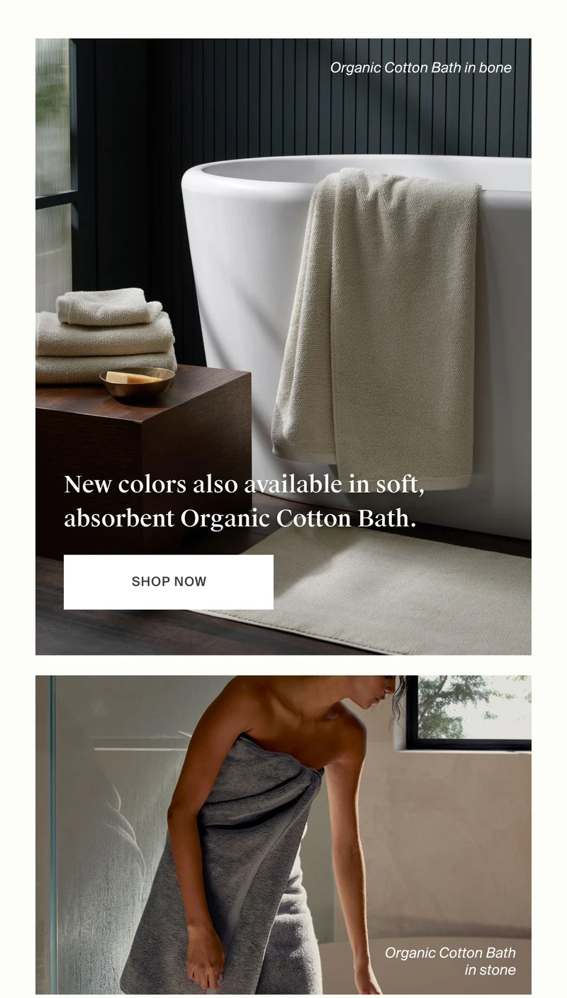 Shop New Colors of Organic Cotton Bath