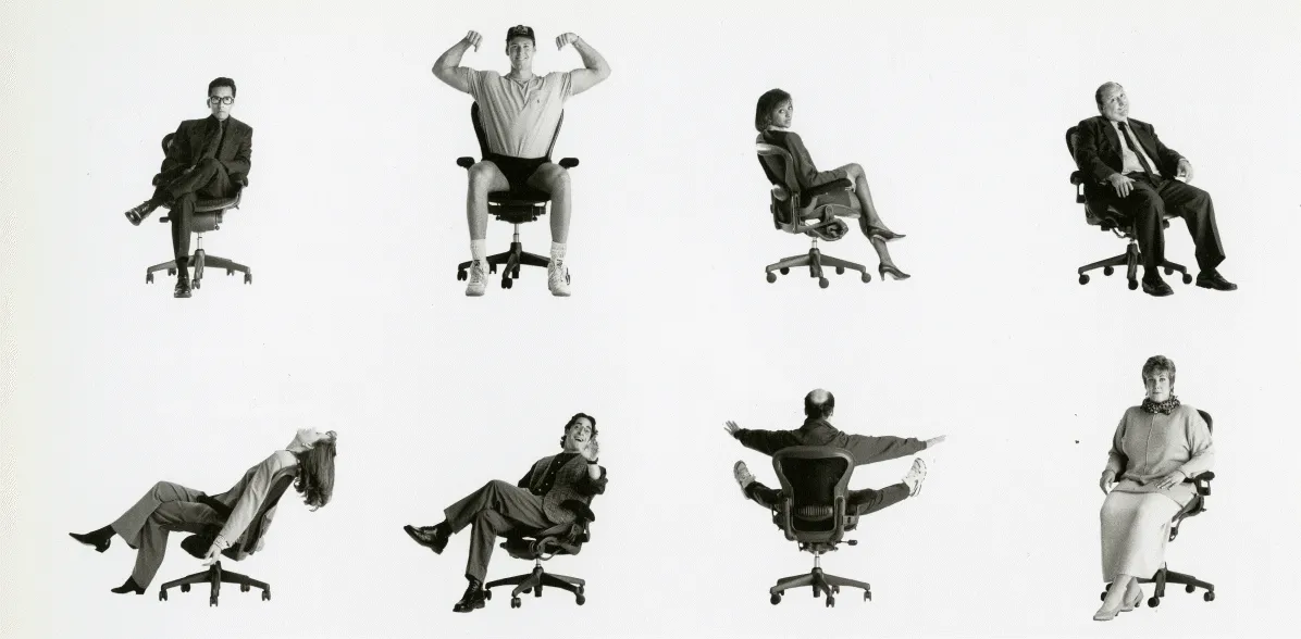 Animation of people sitting in Aeron Chairs