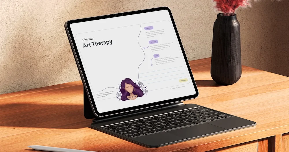 An iPad on a table with the Mindfulness Method opened up on the display.
