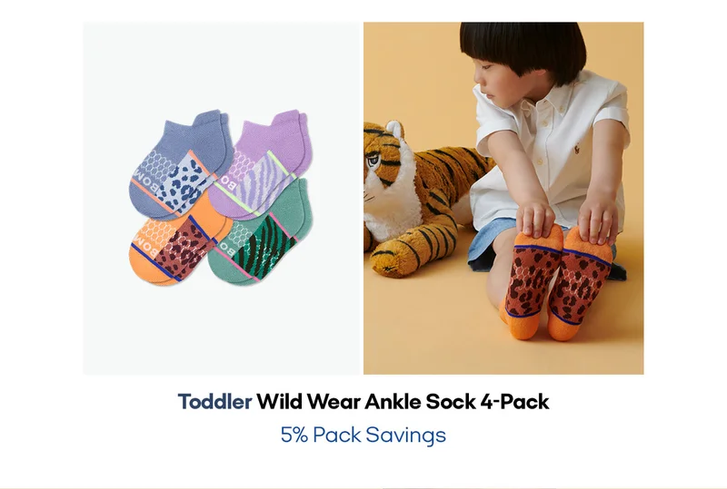 Toddler Wild Wear Ankle Sock 4-Pack 5% Pack Savings