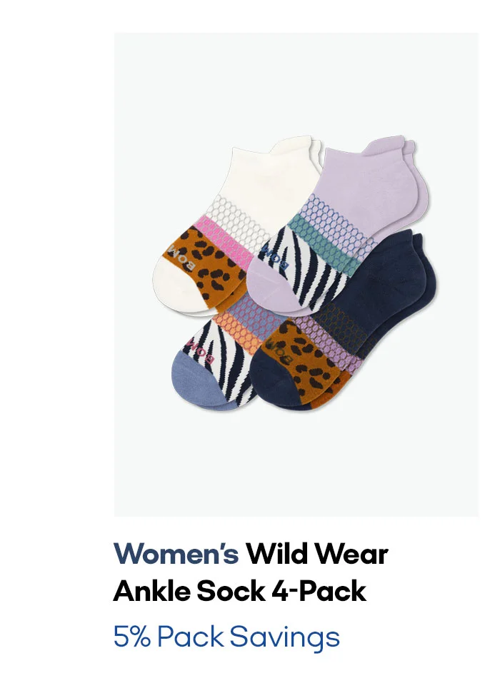Women's Wild Wear Ankle Sock 4-Pack 5% Pack Savings
