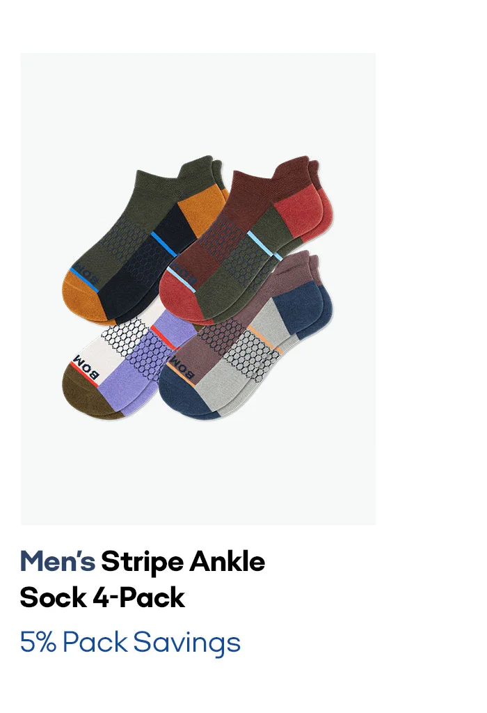 Men's Stripe Ankle Sock 4-Pack 5% Pack Savings