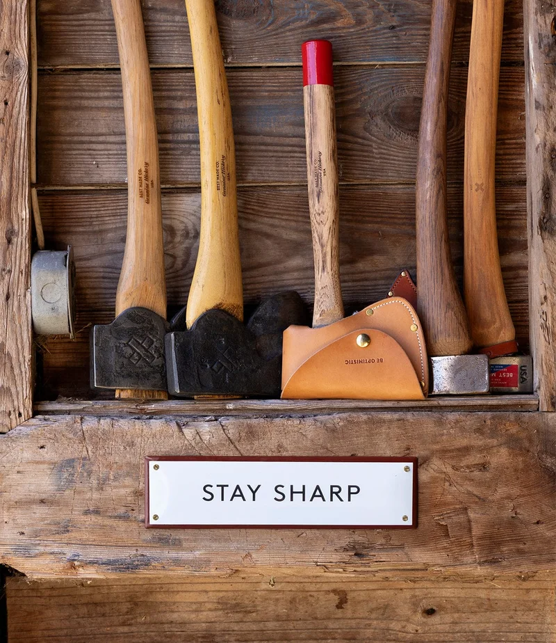 Image of “Stay Sharp” Enamel Steel Sign