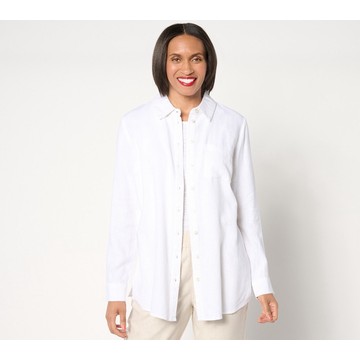 Denim & Co. Naturals Linen Blend Regular Button-Front Tunic