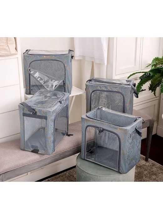 Periea Set of 4 Collapsible Storage Boxes w/ Carry Strap