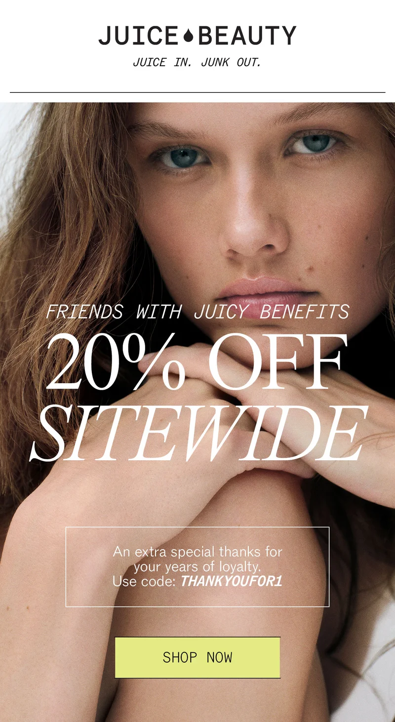 Friends with Juicy Benefits: 20% Off Sitewide with code discount code