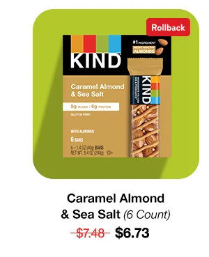 Caramel Almond & Sea Salt Snack Bars, 1.4 oz, 6 Count