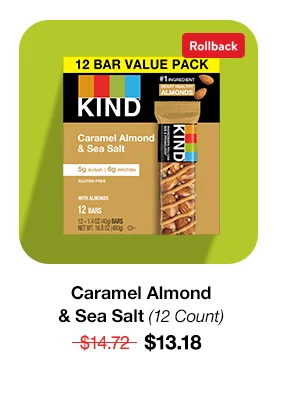 Caramel Almond & Sea Salt Snack Bars, Value Pack, 1.4 oz, 12 Count Box