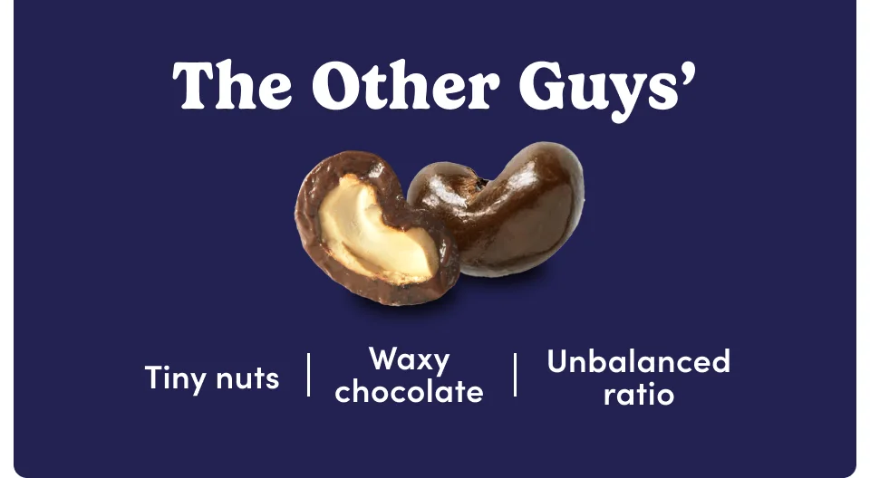 The other guys' | Tiny nuts | Waxy chocolate | Unbalanced ratio