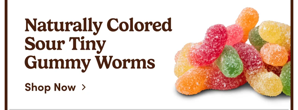 Naturally Colored Sour Tiny Gummy Worms; Shop Now