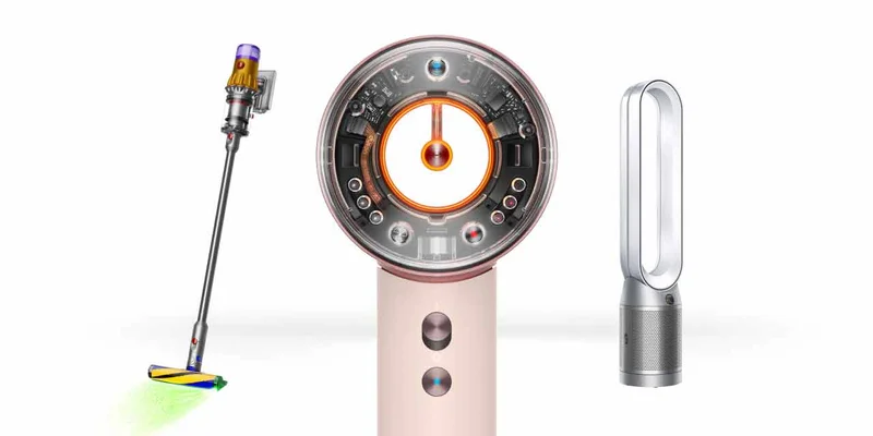 Three Dyson products in a grid with a shadow effect.