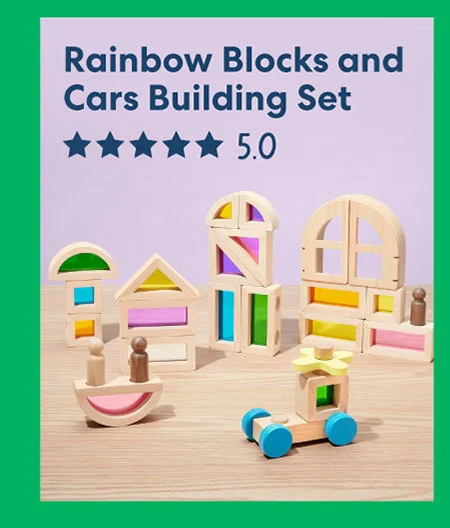 🚗 Rainbow Blocks and Cars Building Set – ★★★★★ (5.0)