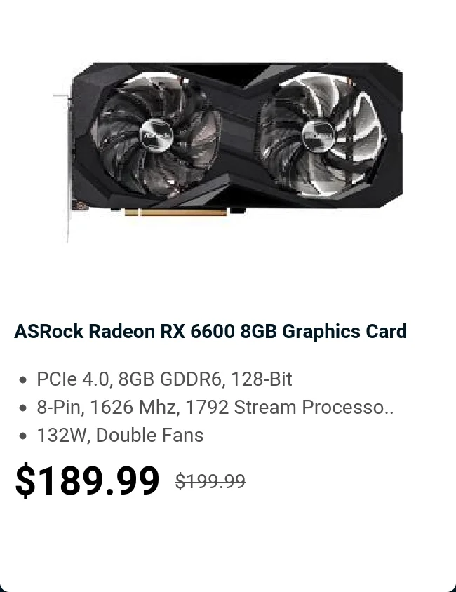 ASRock Radeon RX 6600 8GB Graphics Card