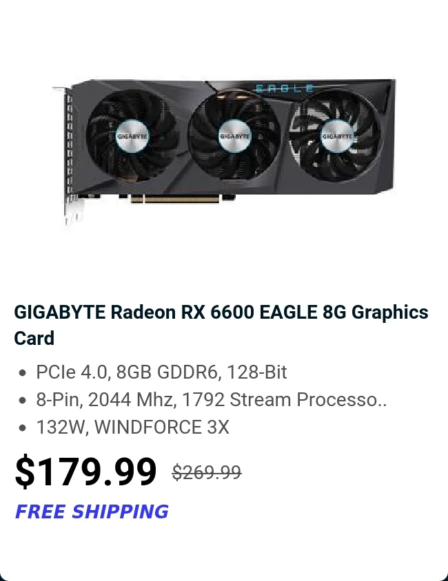 GIGABYTE Radeon RX 6600 EAGLE 8G Graphics Card