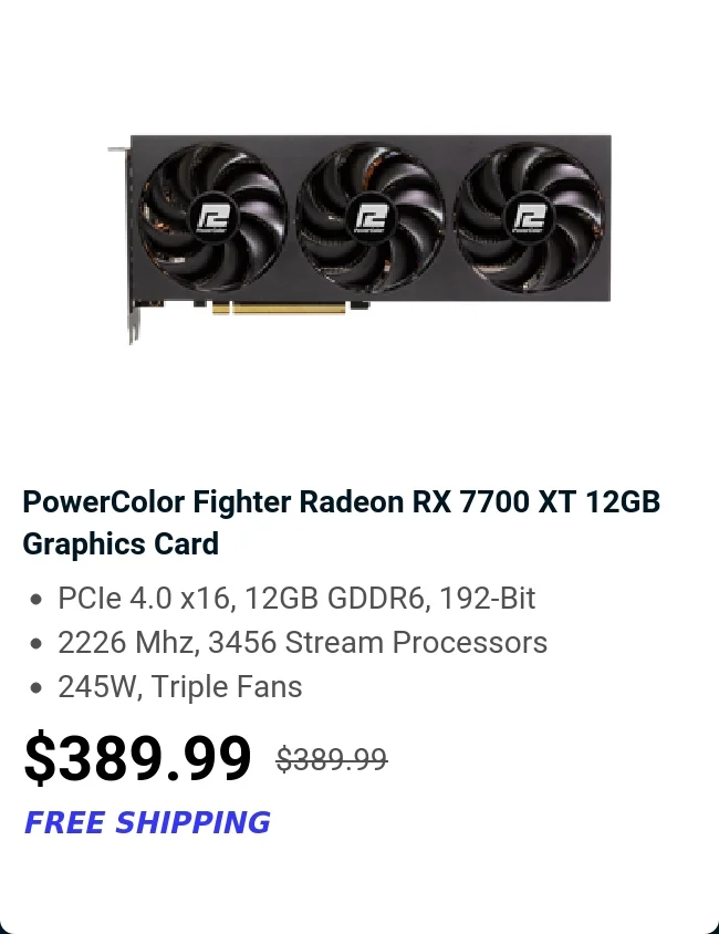 PowerColor Fighter Radeon RX 7700 XT 12GB Graphics Card