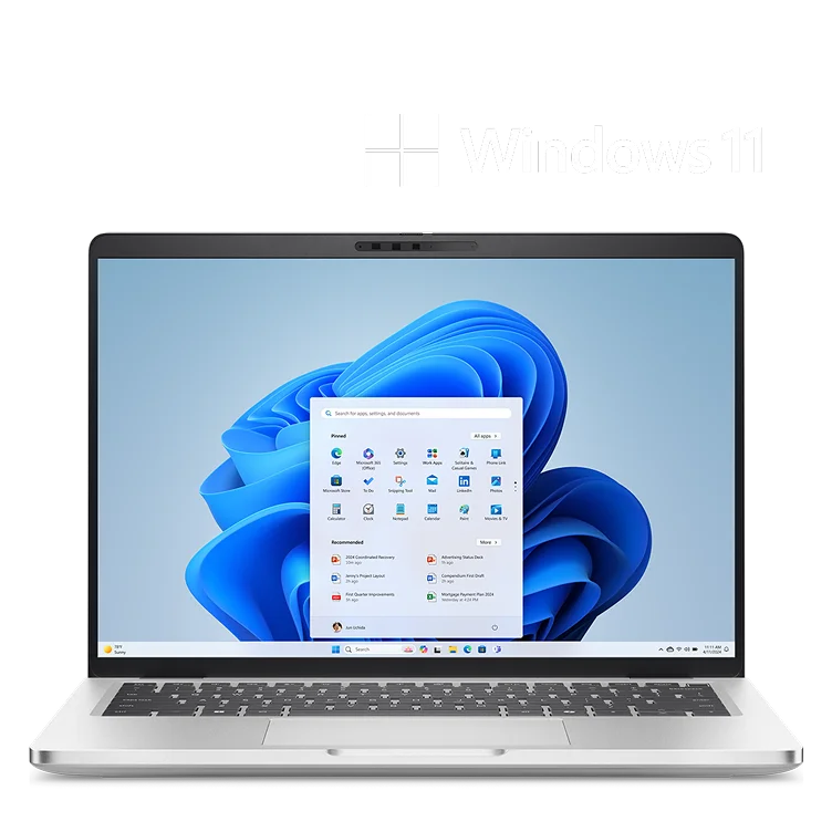 A Dell laptop computer on a dark gray background.