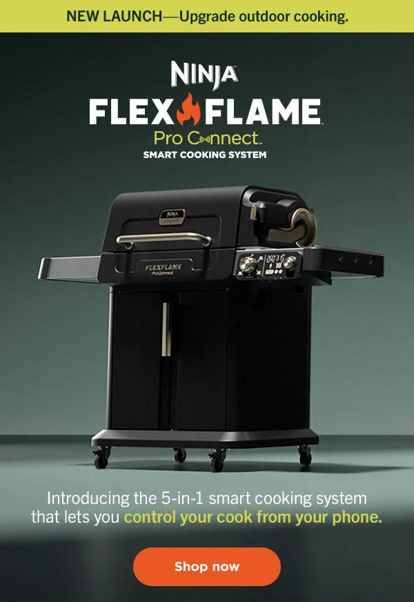 New launch-- Upgrade outdoor cooking-- Ninja™ FlexFlame™ ProConnect™ Smart Cooking System