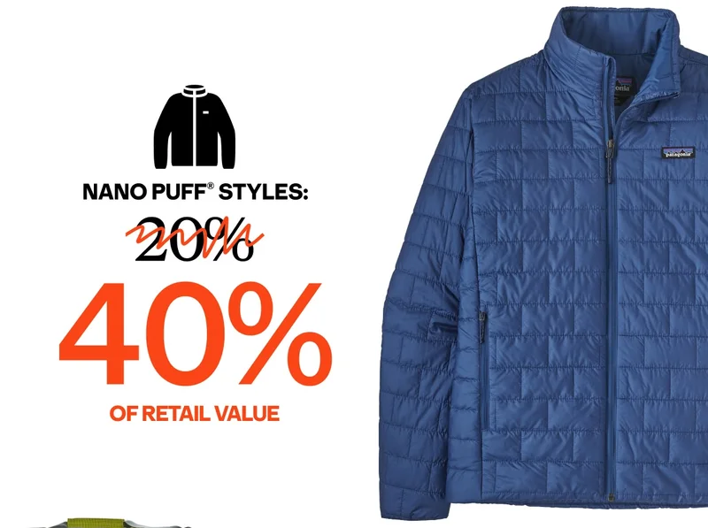 nano puff® styles: 40% of retail value