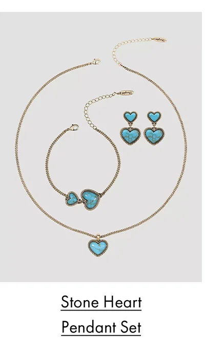 Stone Heart Pendant Set